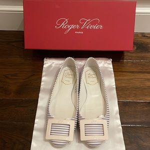 Roger Vivier 10mm gommette striped leather flats 36